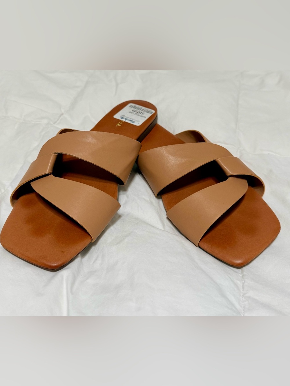 Marshalls Tan Double Band Slide Sandals